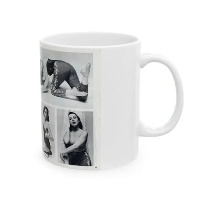 Dawn Richard #38 - [Pages 24 & 25] Including Pages 3 & 4 of 6 with, 4 Photos B&W & Caption from Bachelor Mag. Nov. '57 (Vintage Female Icon) White Coffee Mug - Go Mug Yourself