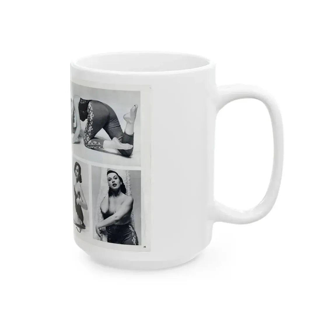 Dawn Richard #38 - [Pages 24 & 25] Including Pages 3 & 4 of 6 with, 4 Photos B&W & Caption from Bachelor Mag. Nov. '57 (Vintage Female Icon) White Coffee Mug - Go Mug Yourself