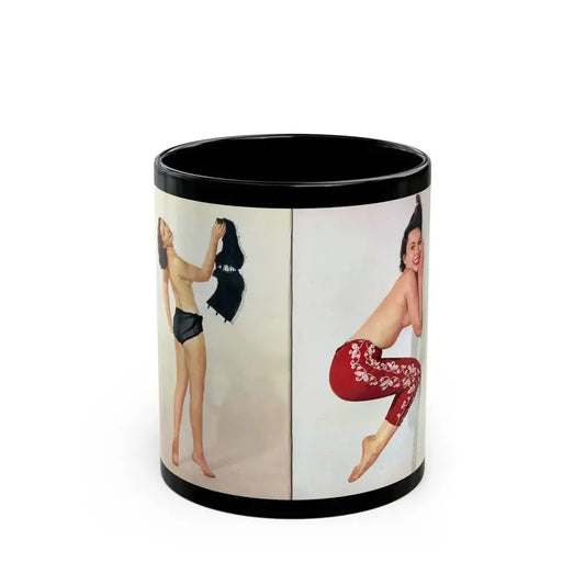 Dawn Richard #39 - [Pages 26 & 27] Including Pages 5 & 6 of 6 with, 2 Full Page Color Photos of Dawn from Bachelor Mag. Nov. '57 (Vintage Female Icon) Black Coffee Mug 11oz - Go Mug Yourself