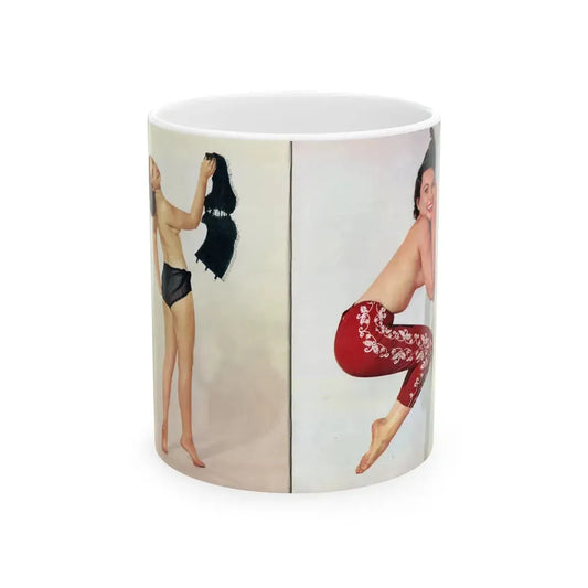 Dawn Richard #39 - [Pages 26 & 27] Including Pages 5 & 6 of 6 with, 2 Full Page Color Photos of Dawn from Bachelor Mag. Nov. '57 (Vintage Female Icon) White Coffee Mug 11oz - Go Mug Yourself