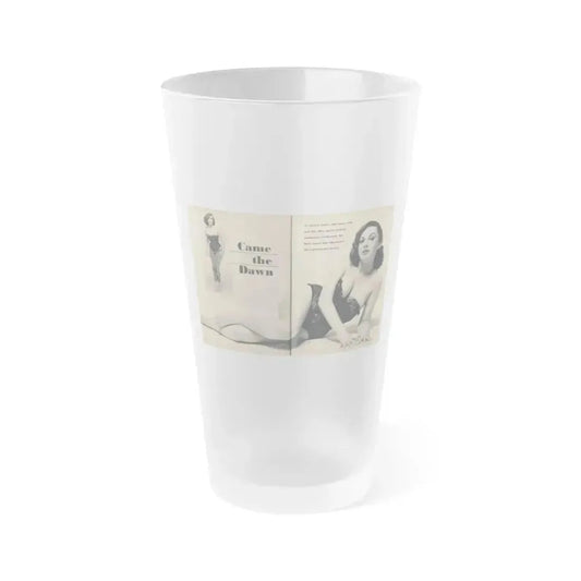 Dawn Richard #41 - Pages 30 & 31 Including Pages 1 & 2 of 4 with B&W 1 Small+Centerfold from FOR MEN ONLY Mag. Nov. '57 (Vintage Female Icon) Frosted Pint Glass 16oz 16oz Frosted - Go Mug Yourself