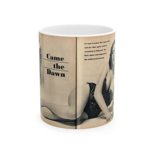 Dawn Richard #41 - [Pages 30 & 31] Including Pages 1 & 2 of 4 with B&W 1 Small+Centerfold from FOR MEN ONLY Mag. Nov. '57 (Vintage Female Icon) White Coffee Mug 11oz - Go Mug Yourself