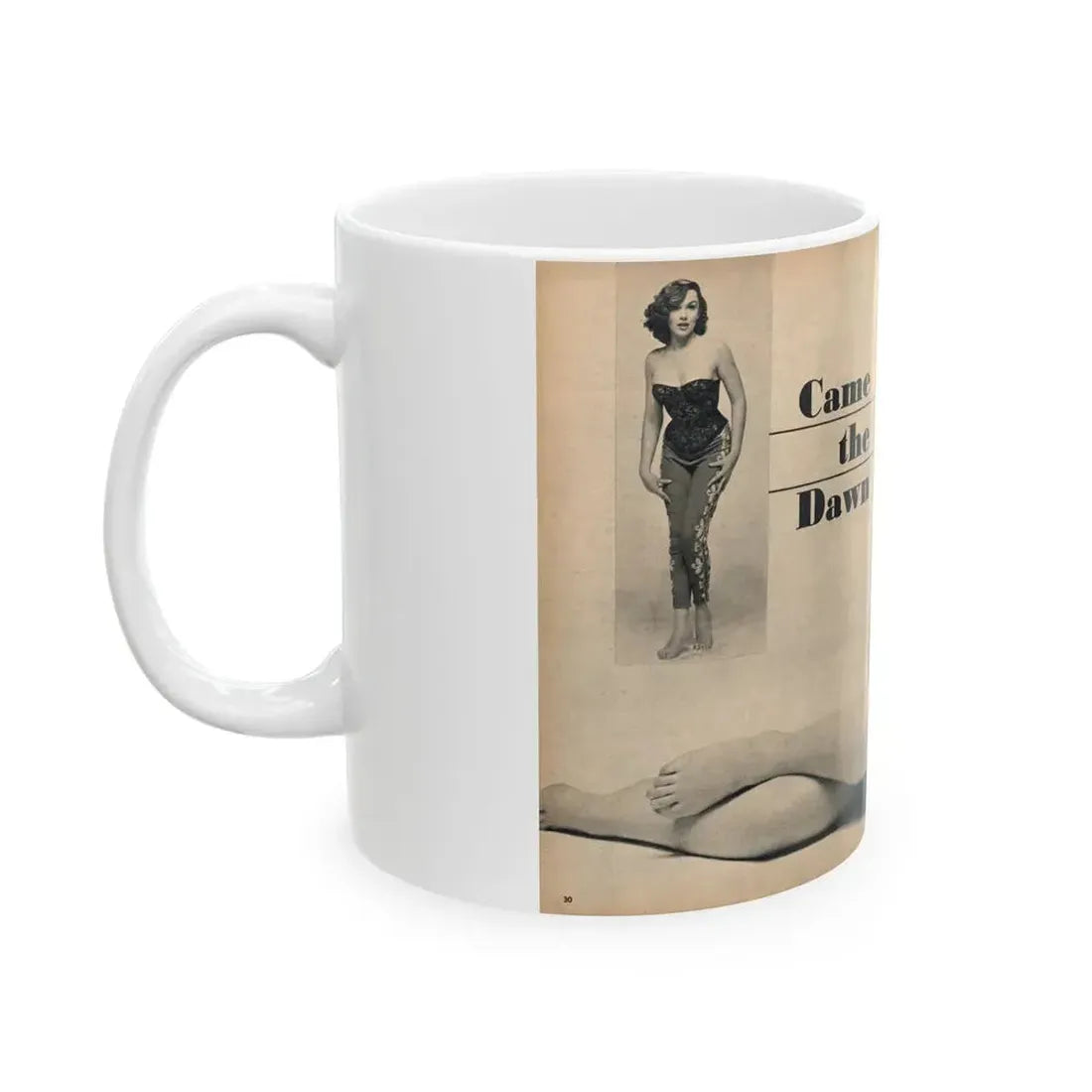Dawn Richard #41 - [Pages 30 & 31] Including Pages 1 & 2 of 4 with B&W 1 Small+Centerfold from FOR MEN ONLY Mag. Nov. '57 (Vintage Female Icon) White Coffee Mug - Go Mug Yourself