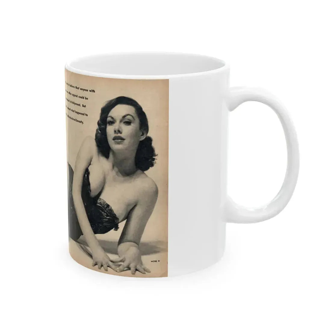 Dawn Richard #41 - [Pages 30 & 31] Including Pages 1 & 2 of 4 with B&W 1 Small+Centerfold from FOR MEN ONLY Mag. Nov. '57 (Vintage Female Icon) White Coffee Mug - Go Mug Yourself