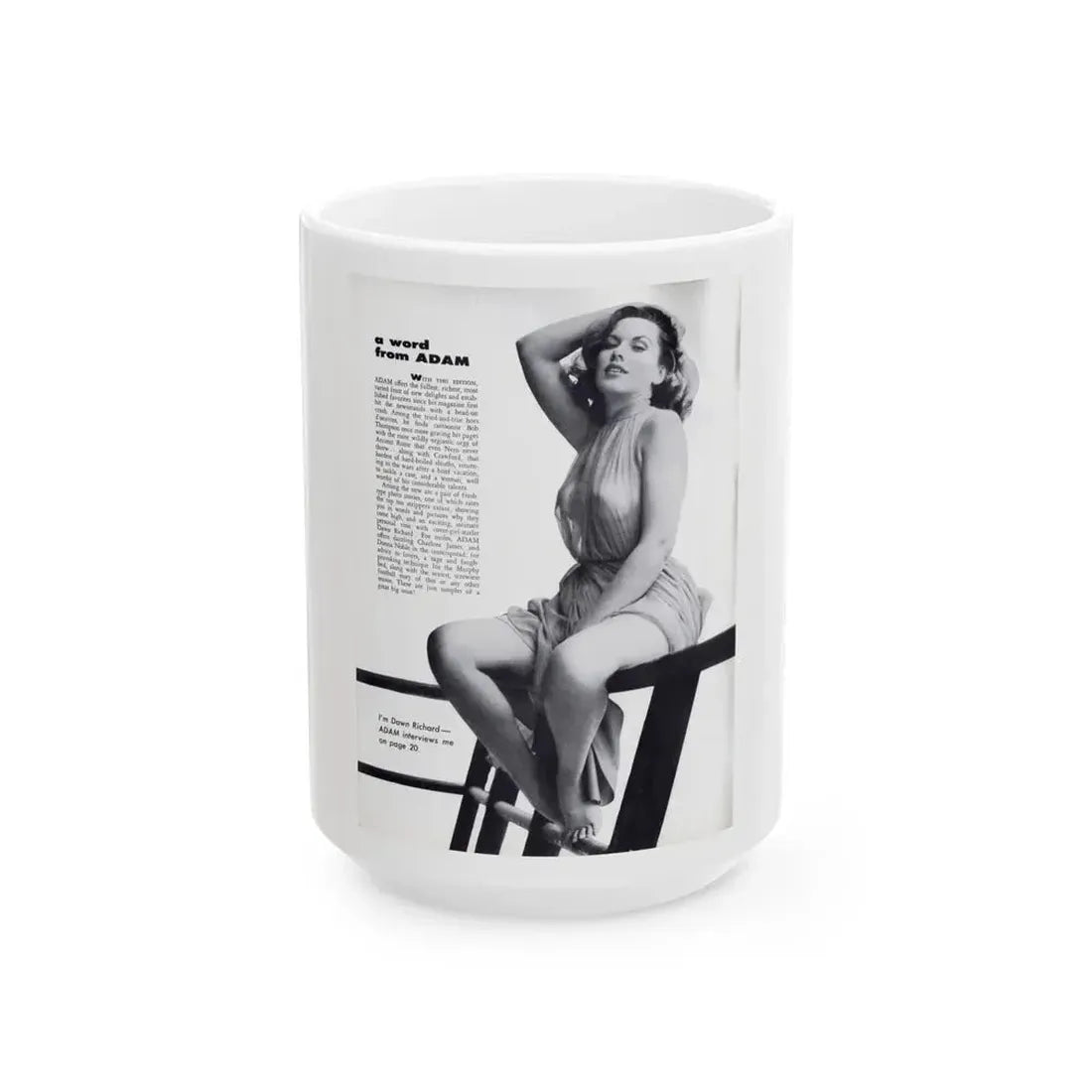 Dawn Richard #44 - Adam Mag. '58 - Inside Cover 1 (Vintage Female Icon) White Coffee Mug 15oz - Go Mug Yourself