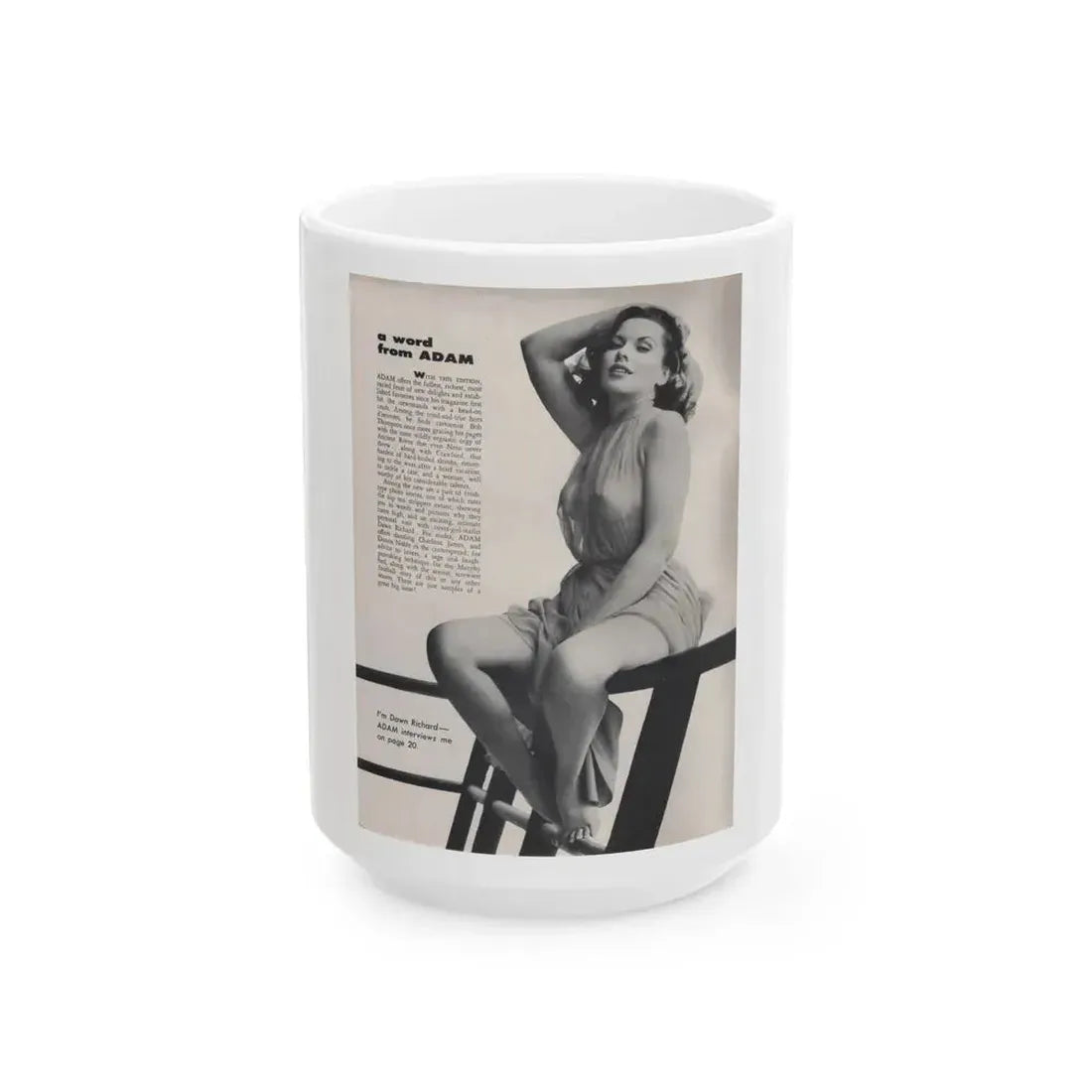 Dawn Richard #44 - Adam Mag. '58 - Inside Cover (Vintage Female Icon) White Coffee Mug 15oz - Go Mug Yourself