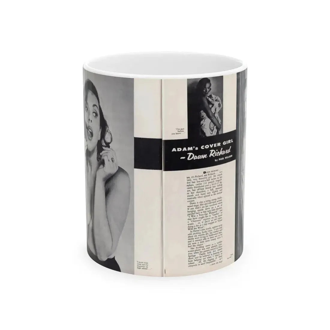 Dawn Richard #45 - [Pages 20 & 21] Including Pages 1 & 2 of 4 with, 3 B&W Photos+Article from Adam Mag. '58 - Photo (Vintage Female Icon) White Coffee Mug 11oz - Go Mug Yourself