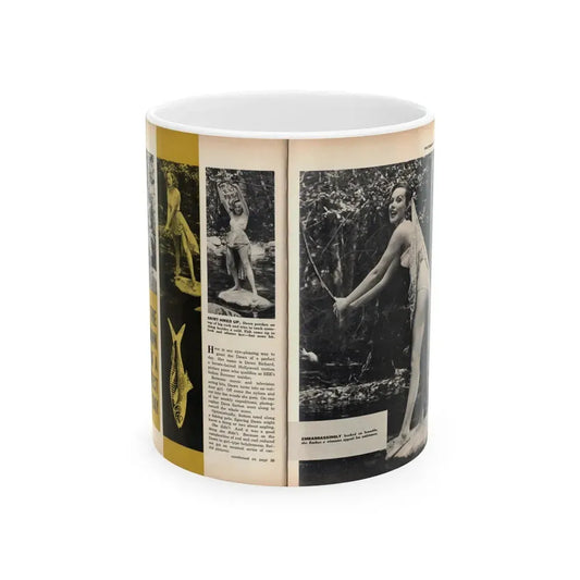 Dawn Richard #46 - [Pages 34 & 35] Including Pages 1 & 2 of 4 with, 4 B&W Photos & Article from SEE FOR MEN Mag. Nov. '57 (Vintage Female Icon) White Coffee Mug 11oz - Go Mug Yourself