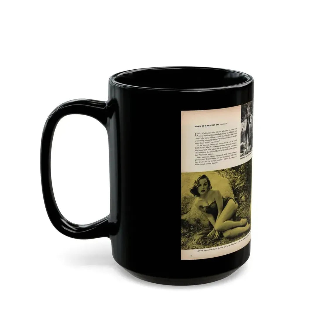 Dawn Richard #47 - [Pages 36 & 37] Including Pages 1 & 2 of 4 with, 5 B&W Photos, Captions & Article from SEE FOR MEN Mag. Nov. '57 (Vintage Female Icon) Black Coffee Mug - Go Mug Yourself