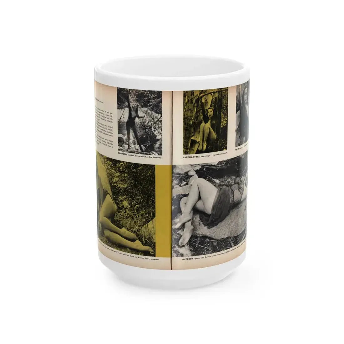 Dawn Richard #47 - [Pages 36 & 37] Including Pages 1 & 2 of 4 with, 5 B&W Photos, Captions & Article from SEE FOR MEN Mag. Nov. '57 (Vintage Female Icon) White Coffee Mug 15oz - Go Mug Yourself