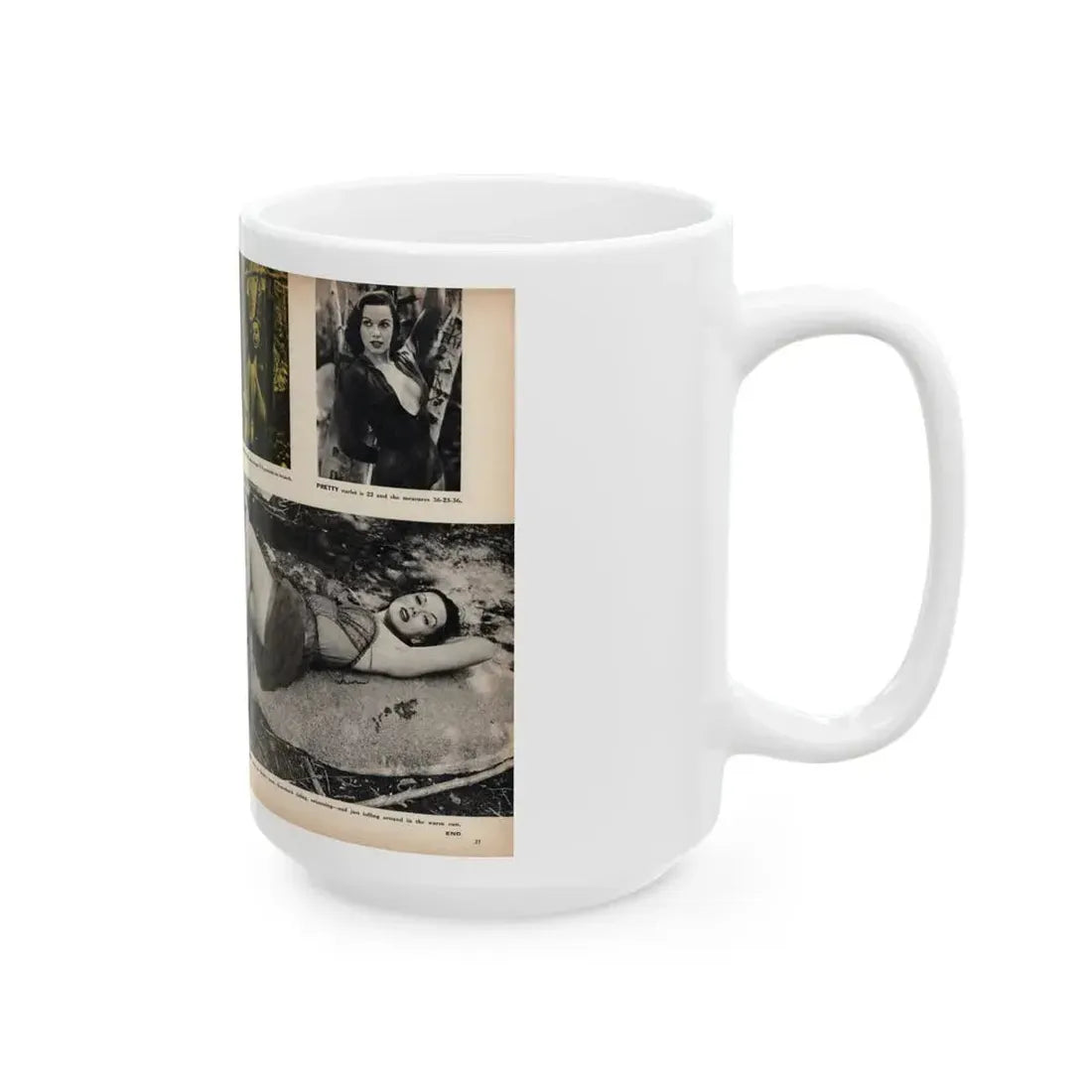 Dawn Richard #47 - [Pages 36 & 37] Including Pages 1 & 2 of 4 with, 5 B&W Photos, Captions & Article from SEE FOR MEN Mag. Nov. '57 (Vintage Female Icon) White Coffee Mug - Go Mug Yourself