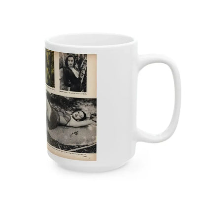 Dawn Richard #47 - [Pages 36 & 37] Including Pages 1 & 2 of 4 with, 5 B&W Photos, Captions & Article from SEE FOR MEN Mag. Nov. '57 (Vintage Female Icon) White Coffee Mug - Go Mug Yourself