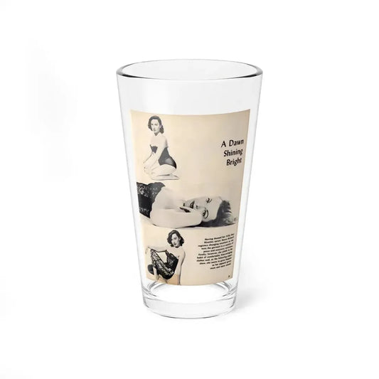 Dawn Richard #48 - Pages 21 Including Pages 1 of 7 with, 3 B&W Photos & Caption from Moulin Rogue Mag. Jan. '59 (Vintage Female Icon) Pint Glass 16oz 16oz - Go Mug Yourself