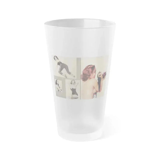 Dawn Richard #49 - Pages 22 & 23 Including Pages 2 & 3 of 7 with, 3 B&W Photos & 1 Full Color Page from Moulin Rogue Mag. Jan. '59 (Vintage Female Icon) Frosted Pint Glass 16oz 16oz Frosted - Go Mug Yourself