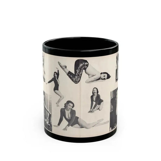 Dawn Richard #50 - [Pages 24 & 25] Including Pages 4 & 5 of 7 with, 8 B&W Photos from Moulin Rogue Mag. Jan. '59 (Vintage Female Icon) Black Coffee Mug 11oz - Go Mug Yourself