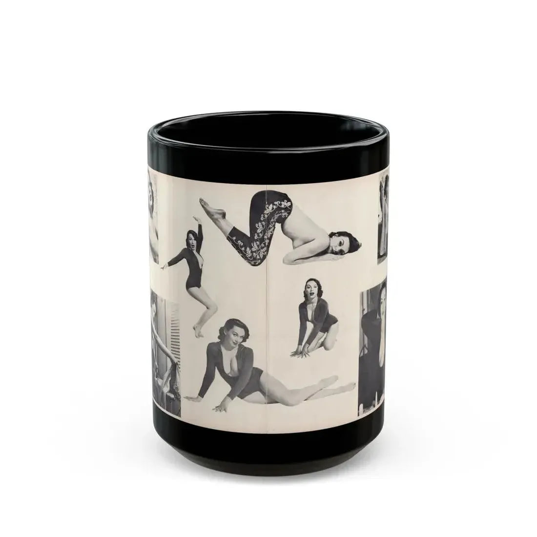 Dawn Richard #50 - [Pages 24 & 25] Including Pages 4 & 5 of 7 with, 8 B&W Photos from Moulin Rogue Mag. Jan. '59 (Vintage Female Icon) Black Coffee Mug 15oz - Go Mug Yourself
