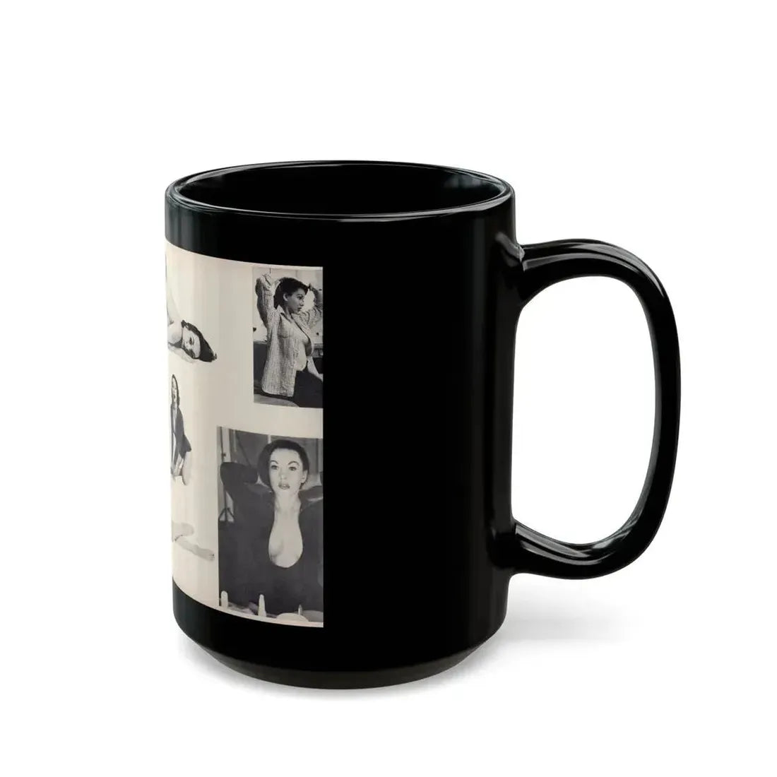 Dawn Richard #50 - [Pages 24 & 25] Including Pages 4 & 5 of 7 with, 8 B&W Photos from Moulin Rogue Mag. Jan. '59 (Vintage Female Icon) Black Coffee Mug - Go Mug Yourself