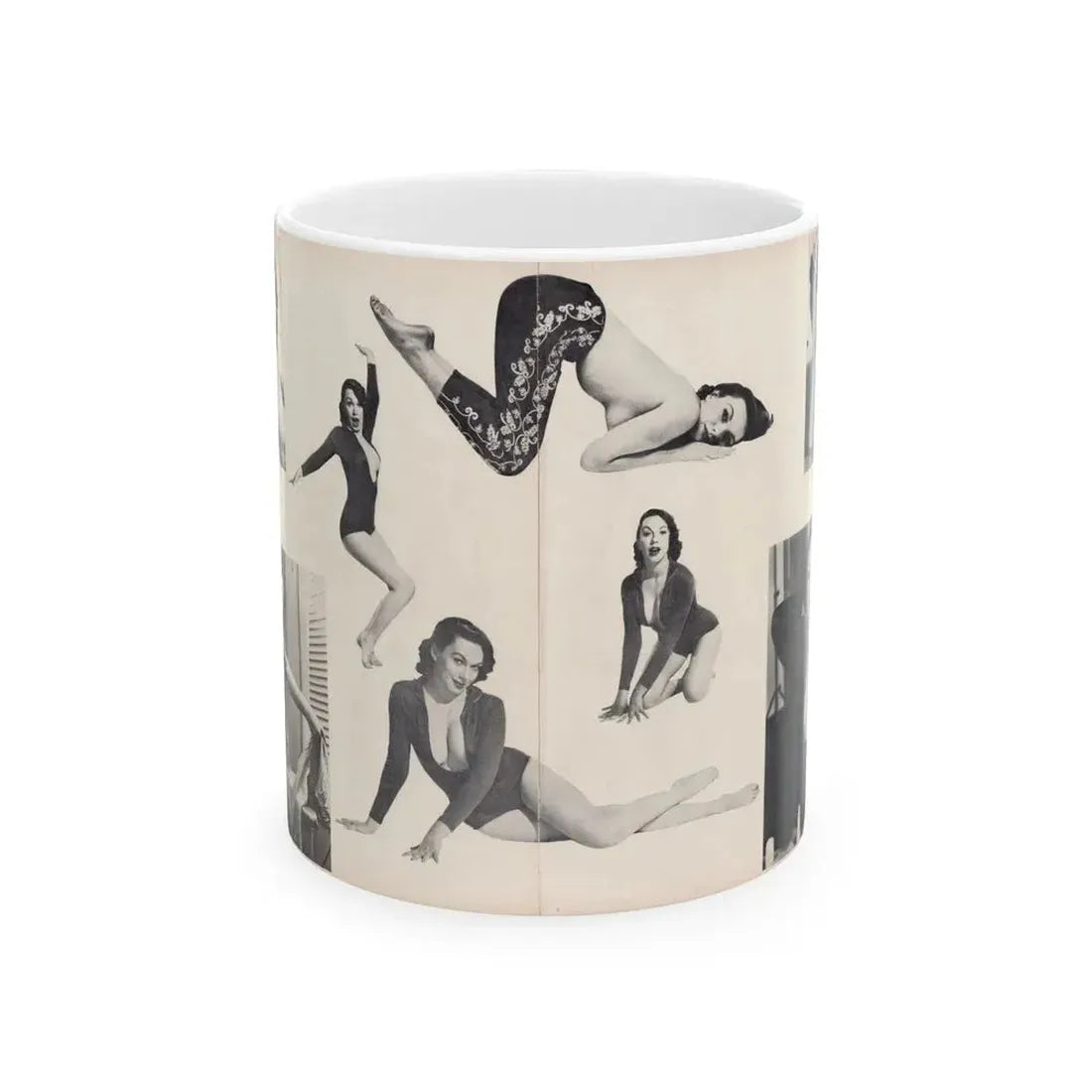 Dawn Richard #50 - [Pages 24 & 25] Including Pages 4 & 5 of 7 with, 8 B&W Photos from Moulin Rogue Mag. Jan. '59 (Vintage Female Icon) White Coffee Mug 11oz - Go Mug Yourself