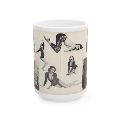 Dawn Richard #50 - [Pages 24 & 25] Including Pages 4 & 5 of 7 with, 8 B&W Photos from Moulin Rogue Mag. Jan. '59 (Vintage Female Icon) White Coffee Mug 15oz - Go Mug Yourself