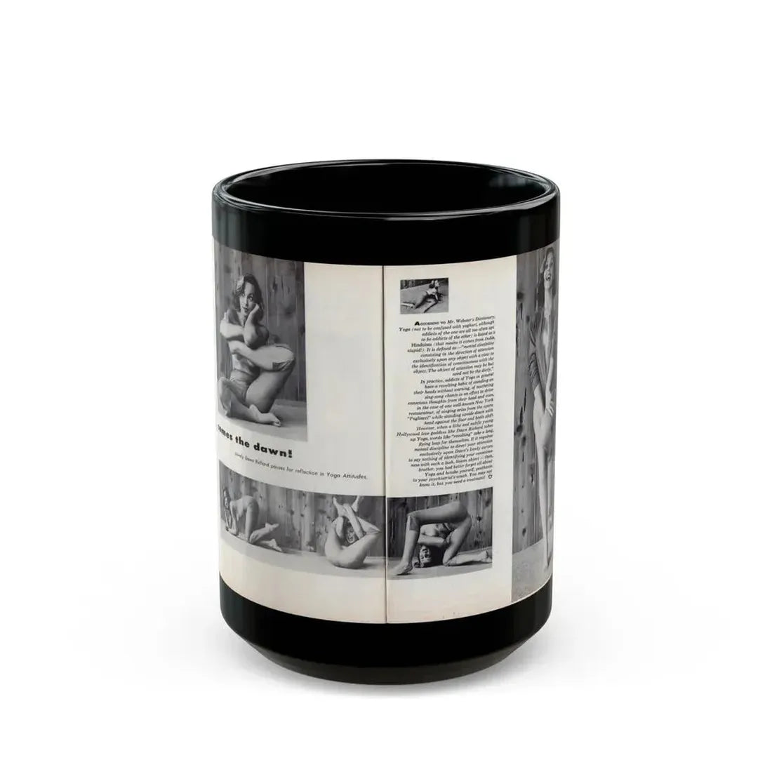 Dawn Richard #53 - [Pages 64 & 65] Including Pages 1 & 2 of 2 with, 4 B&W Photos, Article & Captions from Sir Knight Vol. 1 No. 5 Mag. '58 (Vintage Female Icon) Black Coffee Mug 15oz - Go Mug Yourself