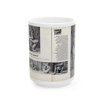 Dawn Richard #53 - [Pages 64 & 65] Including Pages 1 & 2 of 2 with, 4 B&W Photos, Article & Captions from Sir Knight Vol. 1 No. 5 Mag. '58 (Vintage Female Icon) White Coffee Mug 15oz - Go Mug Yourself