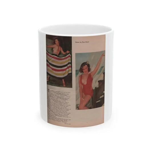 Dawn Richard #62 - [Pages 19] Including Pages 2 of 3 with, 2 Color Photos & Article from Cavalier Mag. Feb. '59 (Vintage Female Icon) White Coffee Mug 11oz - Go Mug Yourself
