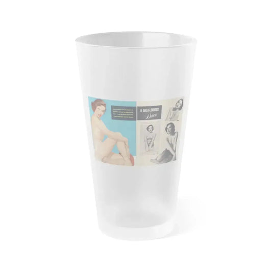 Dawn Richard #64 - Pages 38 & 39 Pages 1 & 2 of 2 with, 1 Color Full Page+3 B&W Photos & Captions from GALA Mag. Jan. '59 (Vintage Female Icon) Frosted Pint Glass 16oz 16oz Frosted - Go Mug Yourself