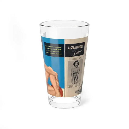 Dawn Richard #64 - Pages 38 & 39 Pages 1 & 2 of 2 with, 1 Color Full Page+3 B&W Photos & Captions from GALA Mag. Jan. '59 (Vintage Female Icon) Pint Glass 16oz 16oz - Go Mug Yourself