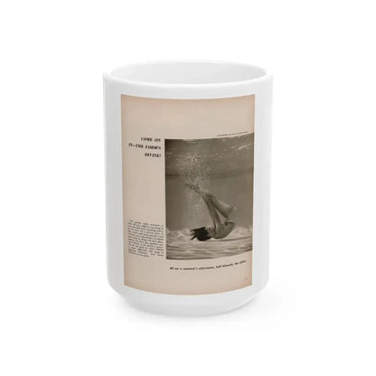 Dawn Richard #66 - [Pages 9] Including 1 Page & 1 B&W Photo with Article & Caption from DUDE Mag. '57 (Vintage Female Icon) White Coffee Mug 15oz - Go Mug Yourself