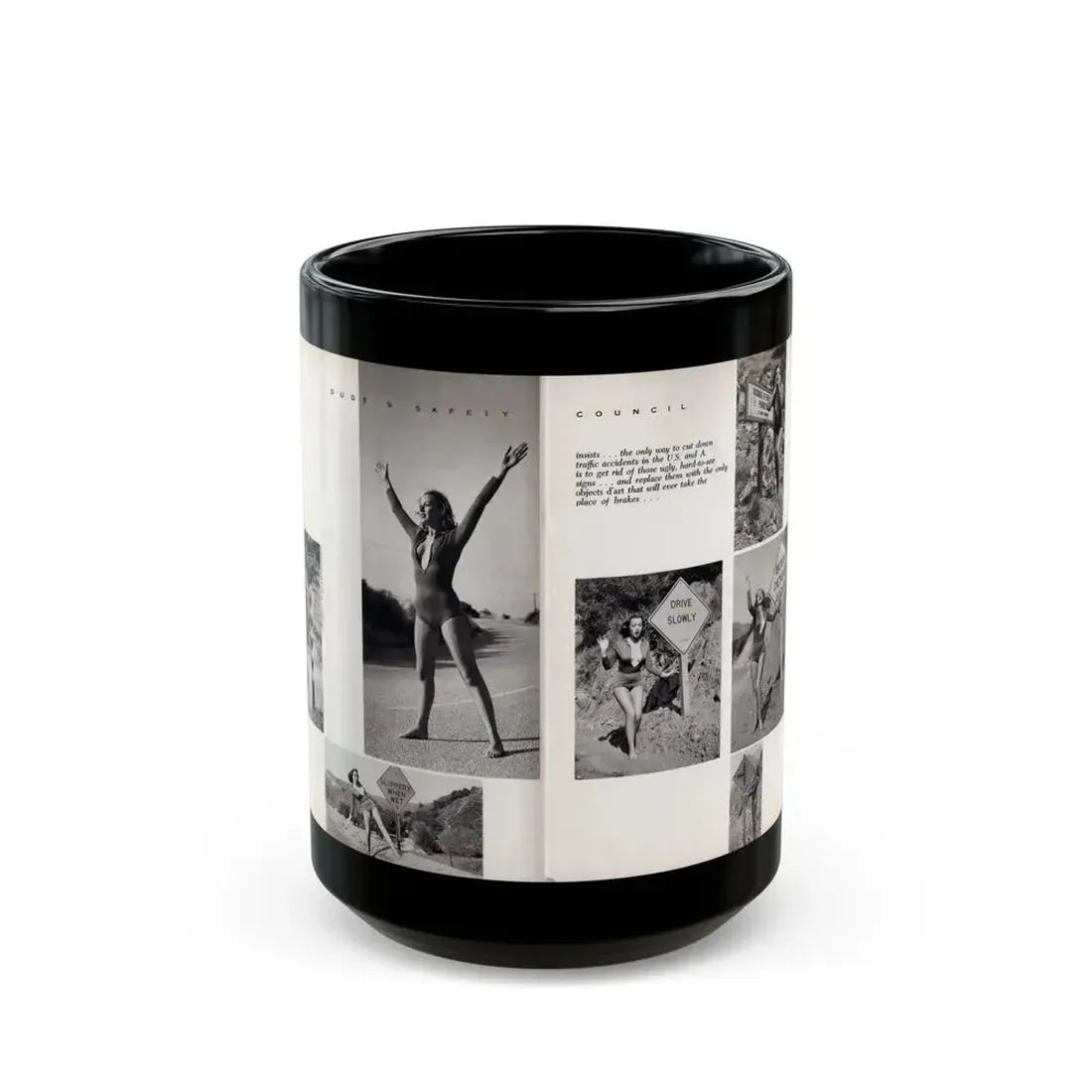 Dawn Richard #70 - [Pages 66 & 67] Including 2 Pages & 7 B&W Photos with Caption from DUDE Mag. '57 1 (Vintage Female Icon) Black Coffee Mug 15oz - Go Mug Yourself