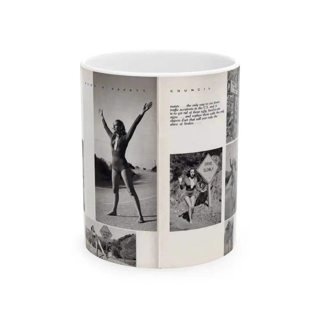 Dawn Richard #70 - [Pages 66 & 67] Including 2 Pages & 7 B&W Photos with Caption from DUDE Mag. '57 1 (Vintage Female Icon) White Coffee Mug 11oz - Go Mug Yourself