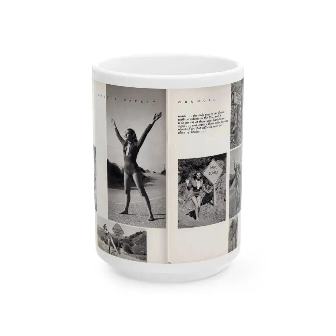 Dawn Richard #70 - [Pages 66 & 67] Including 2 Pages & 7 B&W Photos with Caption from DUDE Mag. '57 1 (Vintage Female Icon) White Coffee Mug 15oz - Go Mug Yourself
