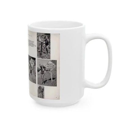Dawn Richard #70 - [Pages 66 & 67] Including 2 Pages & 7 B&W Photos with Caption from DUDE Mag. '57 1 (Vintage Female Icon) White Coffee Mug - Go Mug Yourself