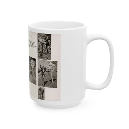Dawn Richard #70 - [Pages 66 & 67] Including 2 Pages & 7 B&W Photos with Caption from DUDE Mag. '57 (Vintage Female Icon) White Coffee Mug - Go Mug Yourself