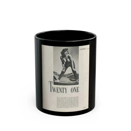 Dawn Richard #72 - [Pages 23] Including Pages 2 of 5 with, 1 B&W Photo & Article from Swank Magazine Aug. '57 (Vintage Female Icon) Black Coffee Mug 11oz - Go Mug Yourself