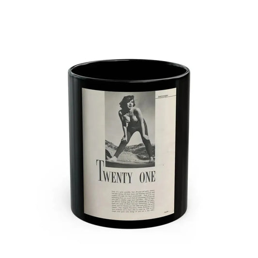 Dawn Richard #72 - [Pages 23] Including Pages 2 of 5 with, 1 B&W Photo & Article from Swank Magazine Aug. '57 (Vintage Female Icon) Black Coffee Mug 11oz - Go Mug Yourself