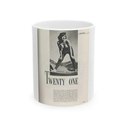 Dawn Richard #72 - [Pages 23] Including Pages 2 of 5 with, 1 B&W Photo & Article from Swank Magazine Aug. '57 (Vintage Female Icon) White Coffee Mug 11oz - Go Mug Yourself