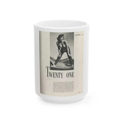 Dawn Richard #72 - [Pages 23] Including Pages 2 of 5 with, 1 B&W Photo & Article from Swank Magazine Aug. '57 (Vintage Female Icon) White Coffee Mug 15oz - Go Mug Yourself