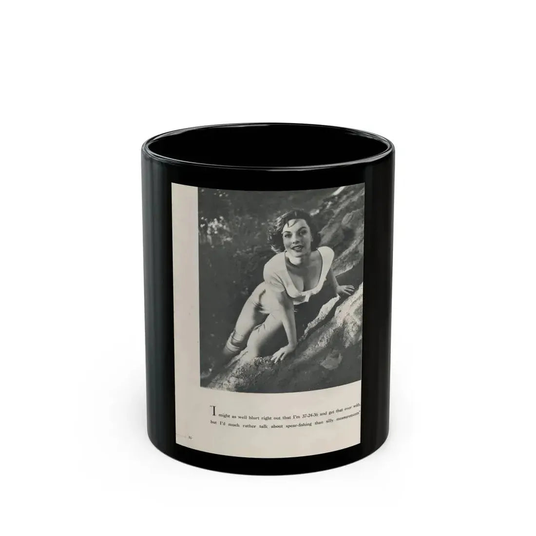 Dawn Richard #73 - [Pages 24] Including Pages 3 of 5 with, 1 B&W Photo & Caption from Swank Magazine Aug. '57 (Vintage Female Icon) Black Coffee Mug 11oz - Go Mug Yourself