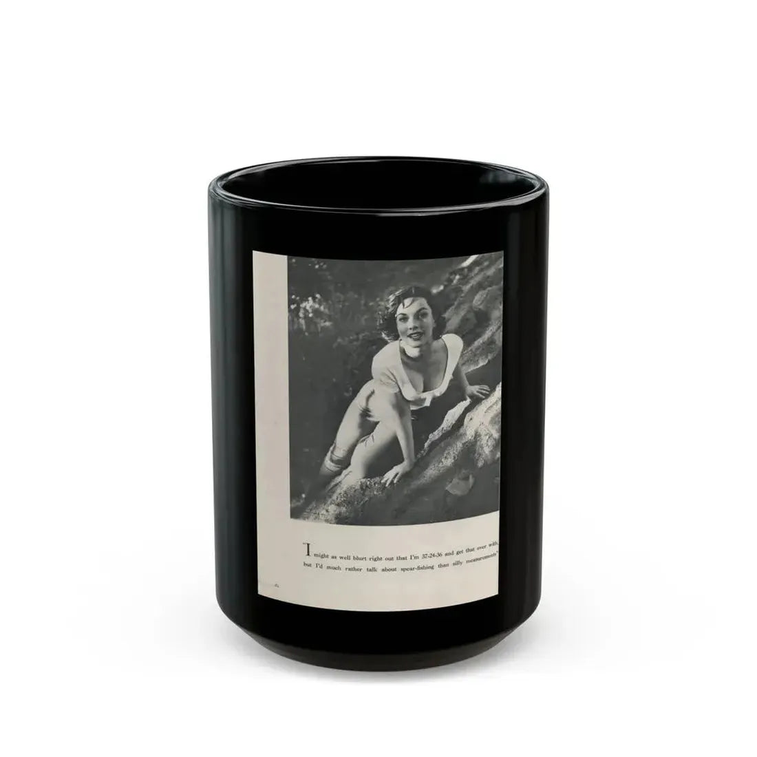 Dawn Richard #73 - [Pages 24] Including Pages 3 of 5 with, 1 B&W Photo & Caption from Swank Magazine Aug. '57 (Vintage Female Icon) Black Coffee Mug 15oz - Go Mug Yourself