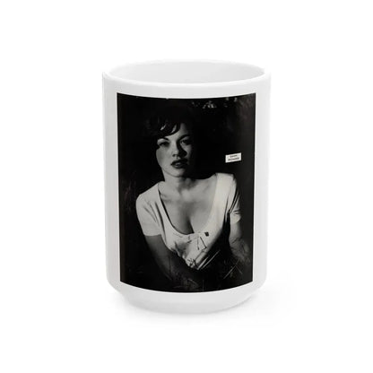Dawn Richard #79 - Bachelor Pin-Ups Issue #01 Mag. '57 - 1 B&W Photo reverse side of back cover (Vintage Female Icon) White Coffee Mug 15oz - Go Mug Yourself