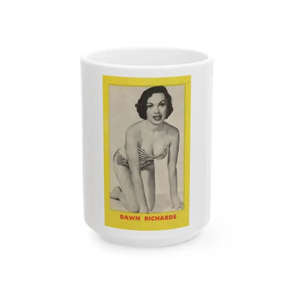 Dawn Richard #80 - Dawn on back of PICTURE SCOPE Digest Mag. May '57 1 (Vintage Female Icon) White Coffee Mug 15oz - Go Mug Yourself