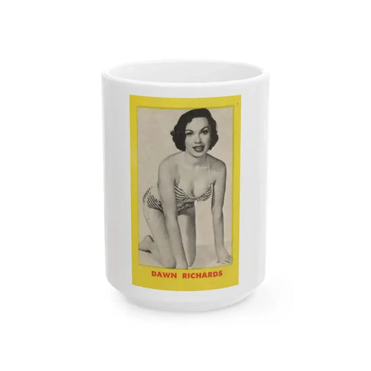 Dawn Richard #80 - Dawn on back of PICTURE SCOPE Digest Mag. May '57 1 (Vintage Female Icon) White Coffee Mug 15oz - Go Mug Yourself