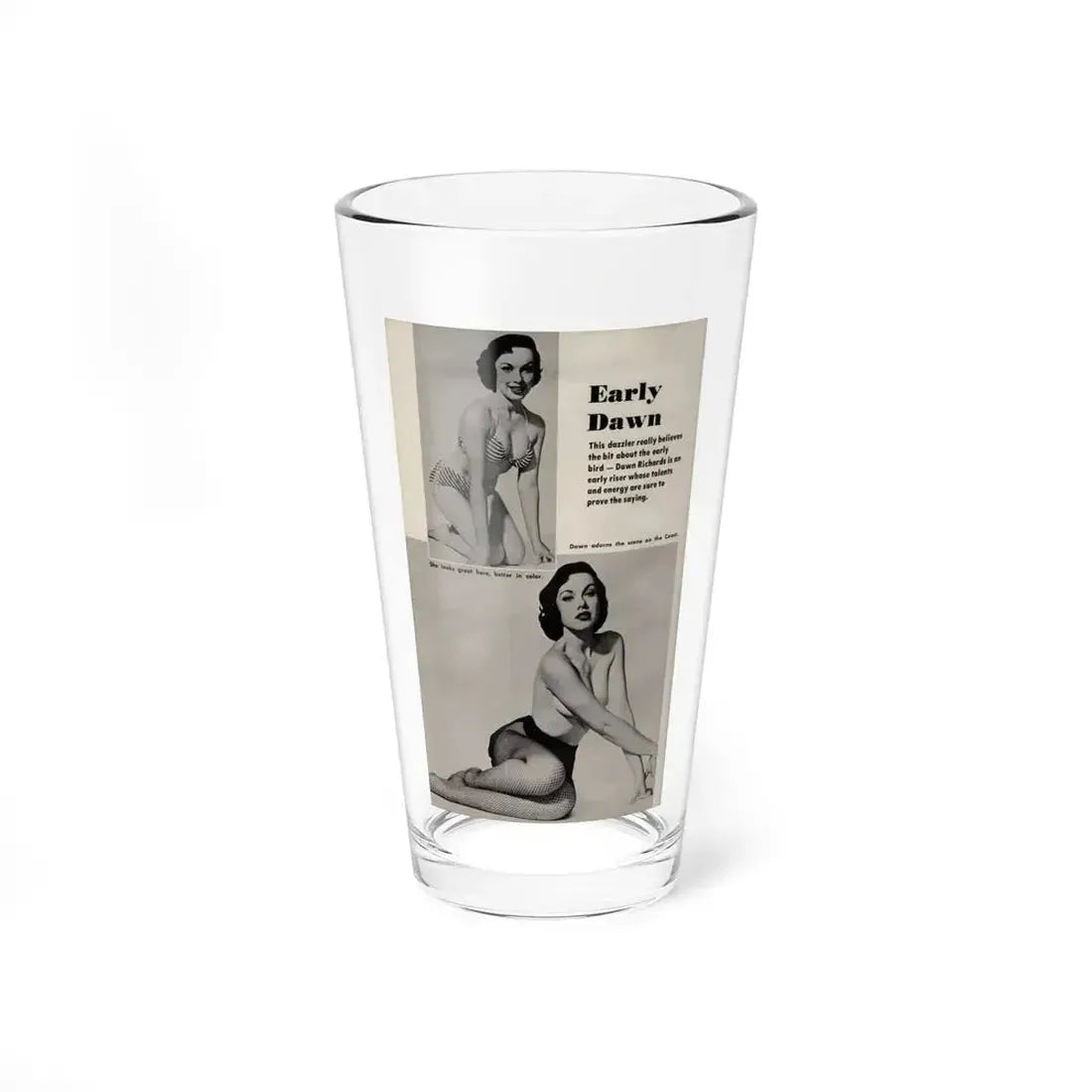 Dawn Richard #82 - Pages 72 Including Pages 2 of 2 with, 2 B&W Pin-Up Photos plus 3 Caption from PICTURE SCOPE Digest Mag. May '57 (Vintage Female Icon) Pint Glass 16oz 16oz - Go Mug Yourself