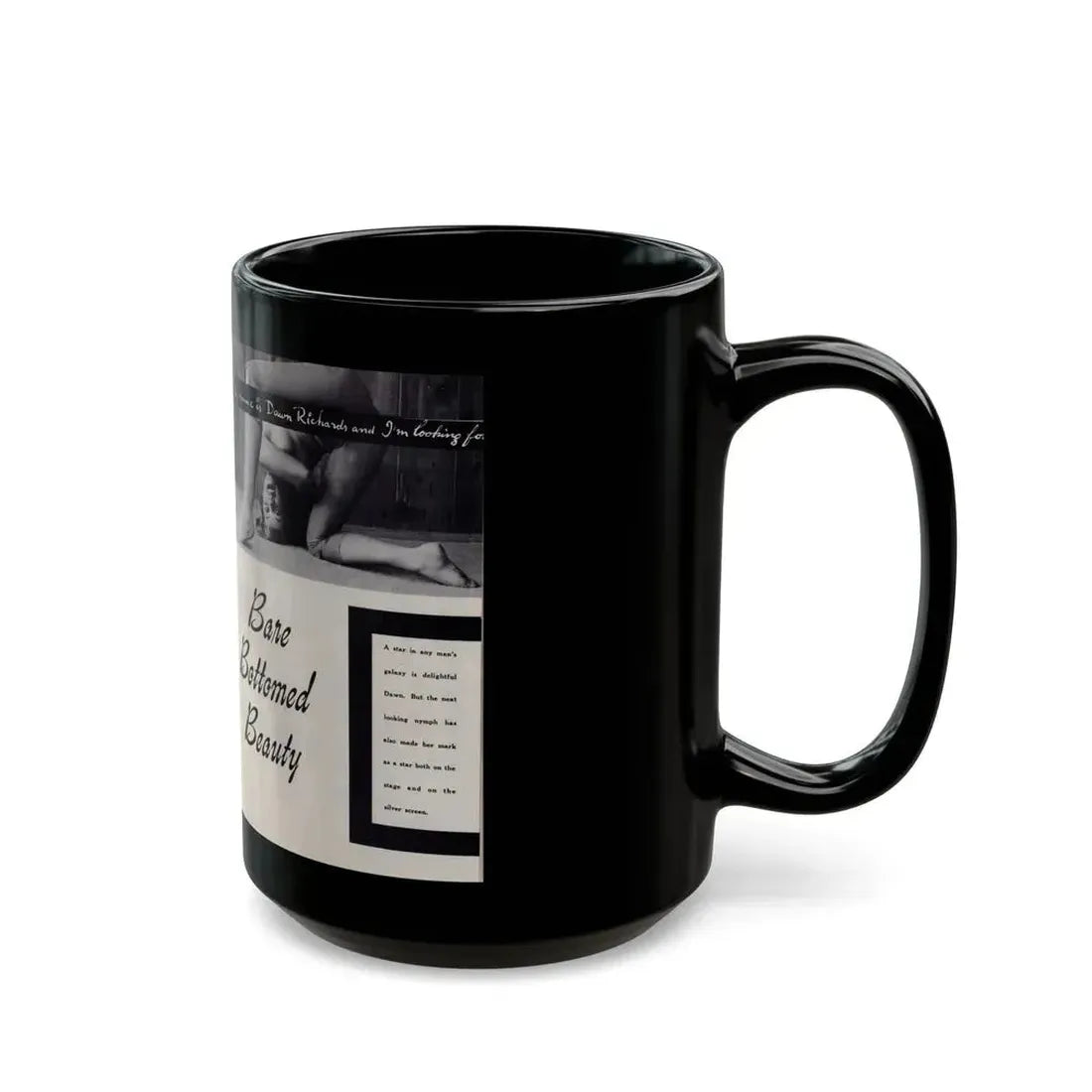 Dawn Richard #84 - [Pages 40 & 41] Including Pages 1 & 2 of 5 with, 4 B&W Photos & Captions from Mermaid Mag. Vol. 1 No. 3 '58 (Vintage Female Icon) Black Coffee Mug - Go Mug Yourself