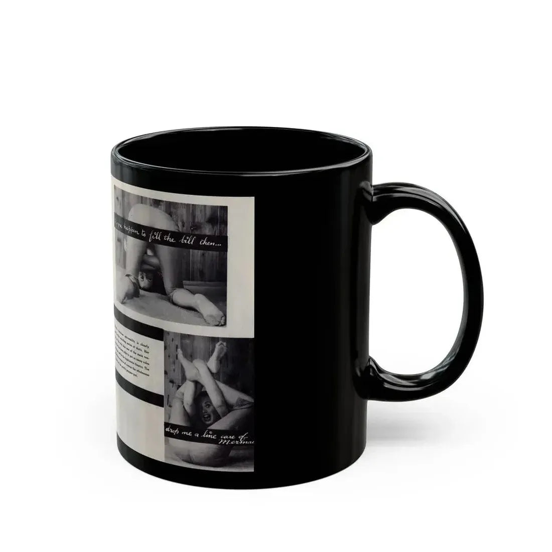 Dawn Richard #85 - [Pages 42 & 43] Including Pages 3 & 4 of 5 with, 3 B&W Photos, Article & Captions from Mermaid Mag. Vol. 1 No. 3 '58 (Vintage Female Icon) Black Coffee Mug - Go Mug Yourself