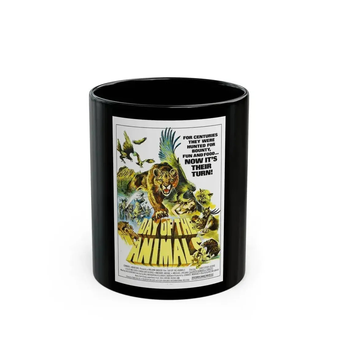DAY OF THE ANIMALS 1977 Movie Poster - Black Coffee Mug 11oz - Go Mug Yourself