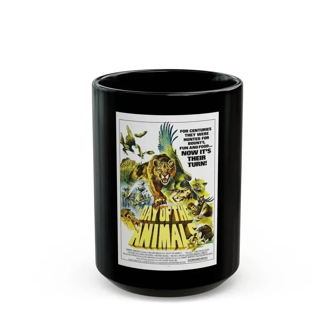 DAY OF THE ANIMALS 1977 Movie Poster - Black Coffee Mug 15oz - Go Mug Yourself