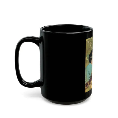 Day On The River by Harriett Pratt, Woman magazine, 1961 - Black Coffee Mug - Go Mug Yourself