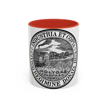 Seal of Holyoke Massachusetts - Accent Coffee Mug-11oz-Red-Go Mug Yourself